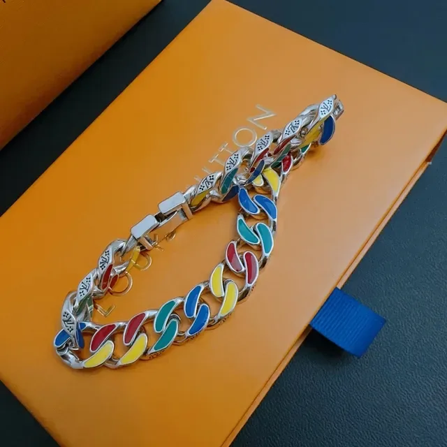 Louis Vuitton Multicolor Enamel Curb-Link Bracelet 3