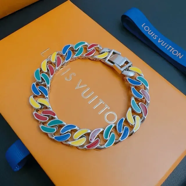 Louis Vuitton Multicolor Enamel Curb-Link Bracelet 5