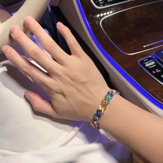 Louis Vuitton Multicolor Enamel Curb-Link Bracelet 7