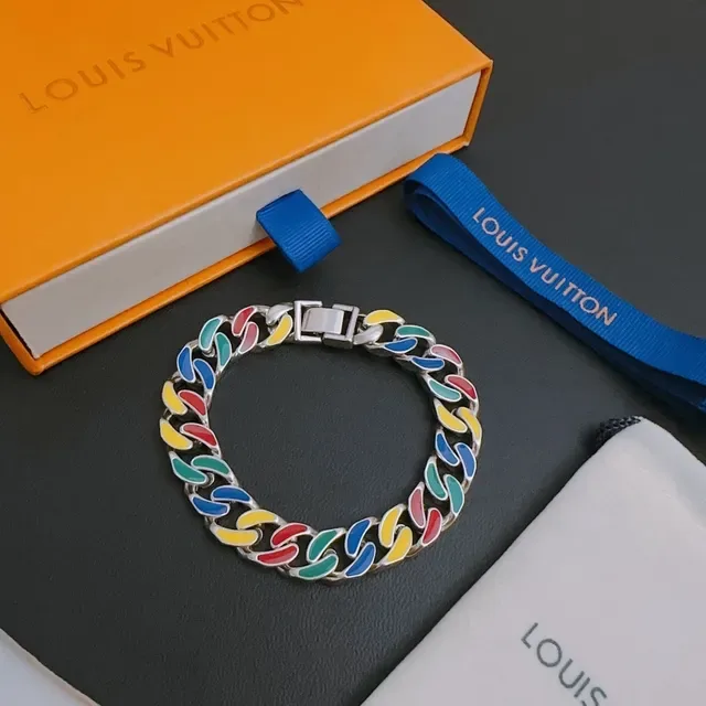 Louis Vuitton Multicolor Enamel Curb-Link Bracelet 9