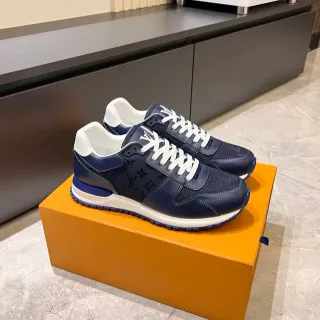 Louis Vuitton Zapatillas Lifestyle con Paneles de Canvas y Cuero, Monograma, en Navy y White