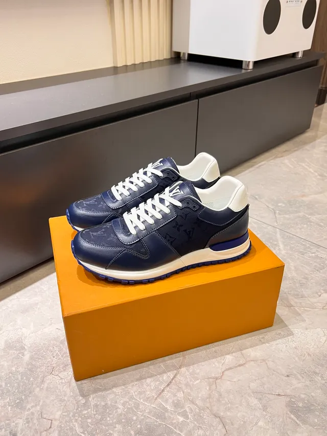 Louis Vuitton Navy White Monogram Canvas Leather Paneling Lifestyle Sneakers 4