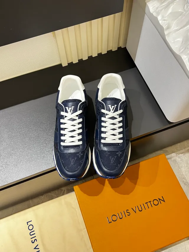 Louis Vuitton Navy White Monogram Canvas Leather Paneling Lifestyle Sneakers 5