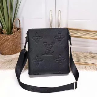 Louis Vuitton OnTheGo Black Embossed Monogram Structured Rectangular Silhouette Messenger Bag