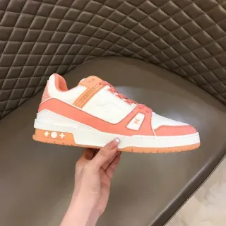 Louis Vuitton Orange White Layered Multi-Material Upper Embossed Monogram Lifestyle Sneakers