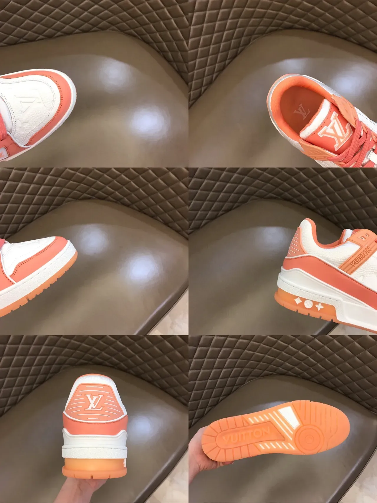 Louis Vuitton Orange White Layered Multi-Material Upper Embossed Monogram Lifestyle Sneakers 2