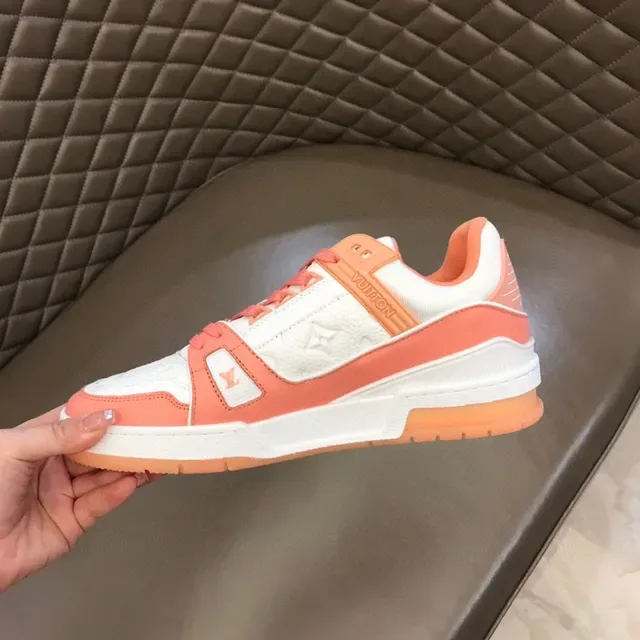 Louis Vuitton Orange White Layered Multi-Material Upper Embossed Monogram Lifestyle Sneakers 3