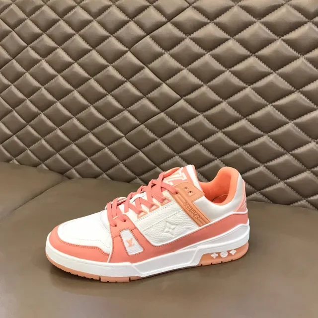 Louis Vuitton Orange White Layered Multi-Material Upper Embossed Monogram Lifestyle Sneakers 5