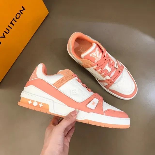 Louis Vuitton Orange White Layered Multi-Material Upper Embossed Monogram Lifestyle Sneakers 6