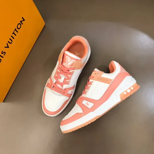 Louis Vuitton Orange White Layered Multi-Material Upper Embossed Monogram Lifestyle Sneakers 8