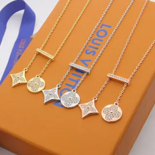 Louis Vuitton Pavé-Crystal Quatrefoil and Star Charm Necklaces