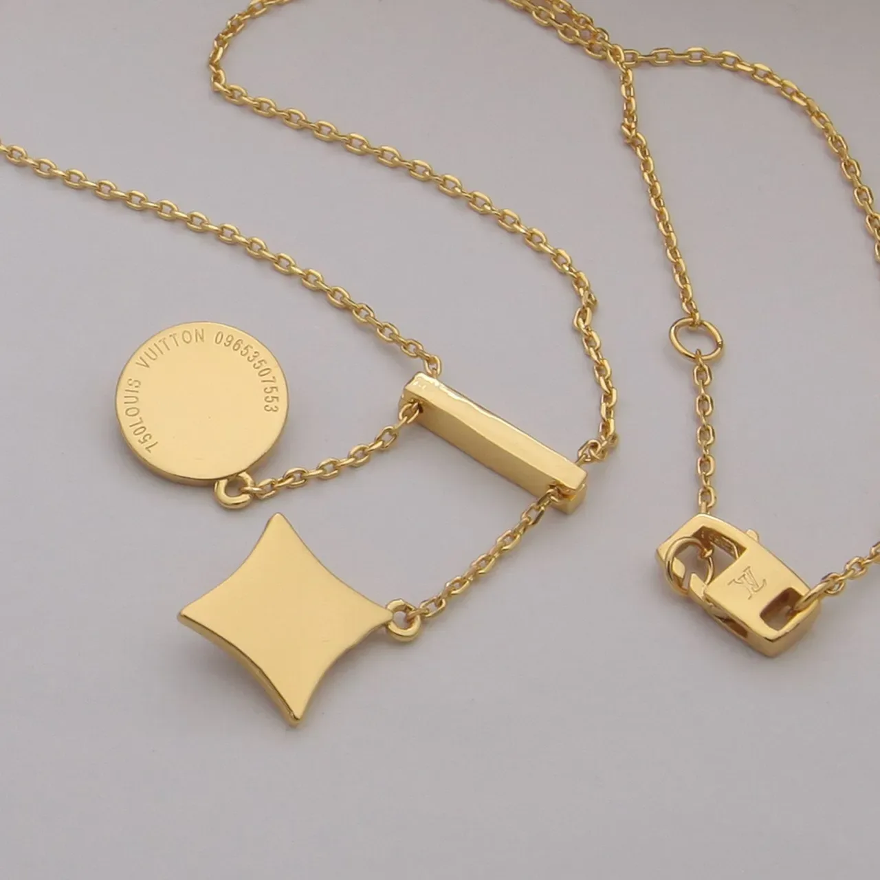 Louis Vuitton Pavé-Crystal Quatrefoil and Star Charm Necklaces 2