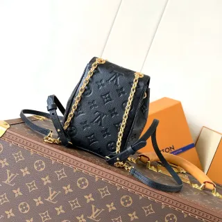 Louis Vuitton Petit Sac Plat Black Monogram Empreinte Chain Crossbody Bag