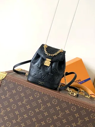 Louis Vuitton Petit Sac Plat Black Monogram Empreinte Chain Crossbody Bag 2