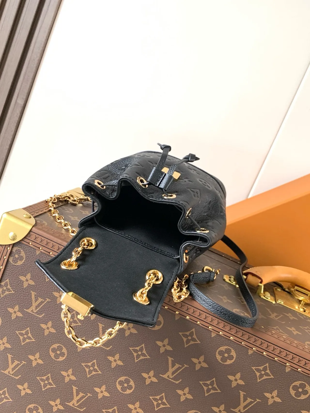 Louis Vuitton Petit Sac Plat Black Monogram Empreinte Chain Crossbody Bag 3