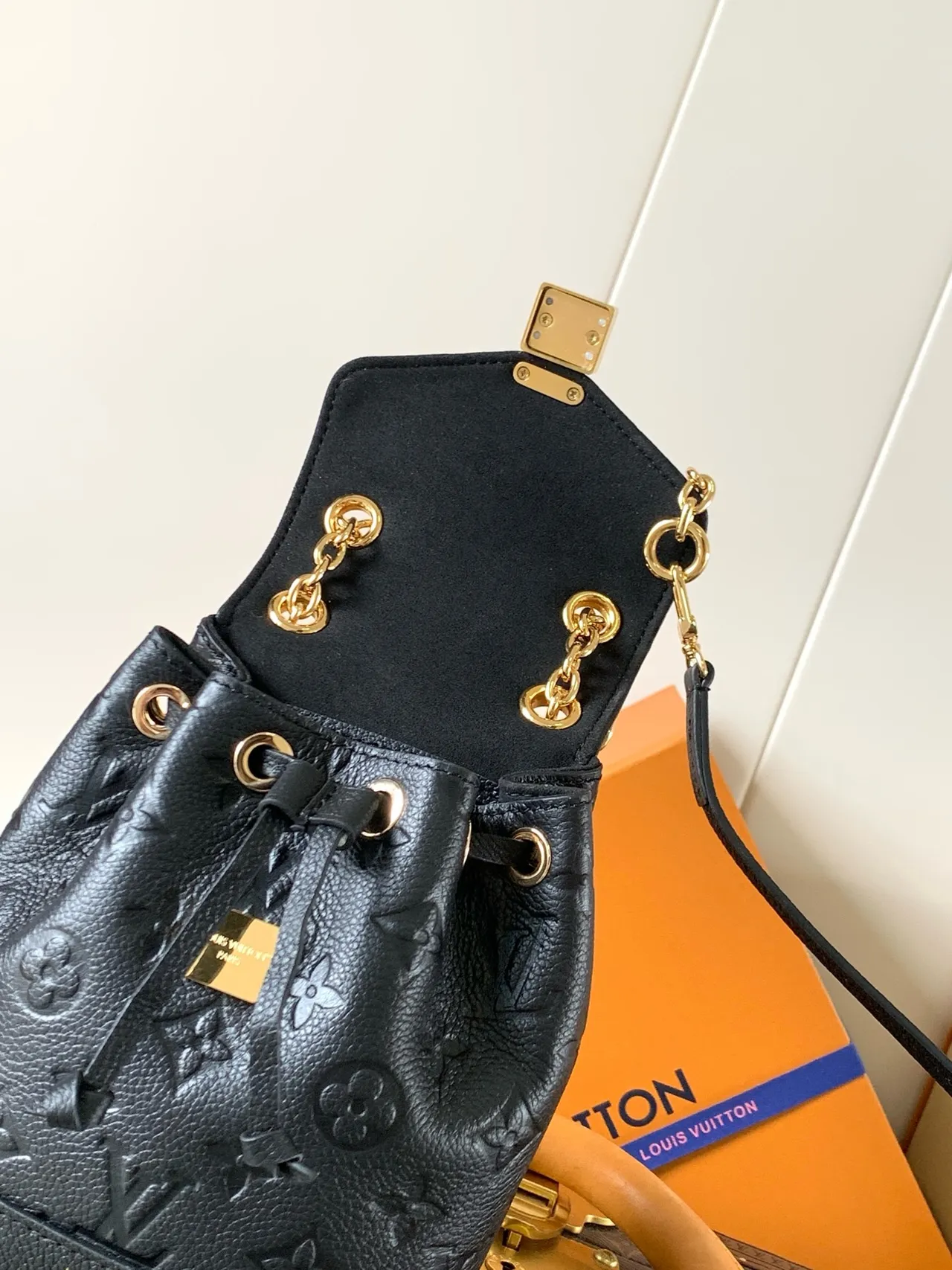 Louis Vuitton Petit Sac Plat Black Monogram Empreinte Chain Crossbody Bag 4
