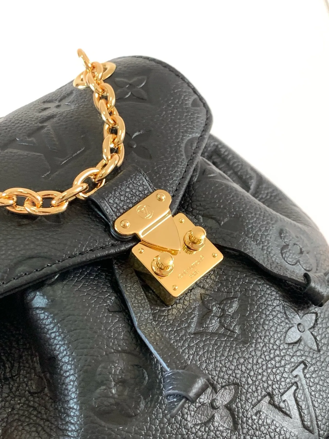 Louis Vuitton Petit Sac Plat Black Monogram Empreinte Chain Crossbody Bag 5