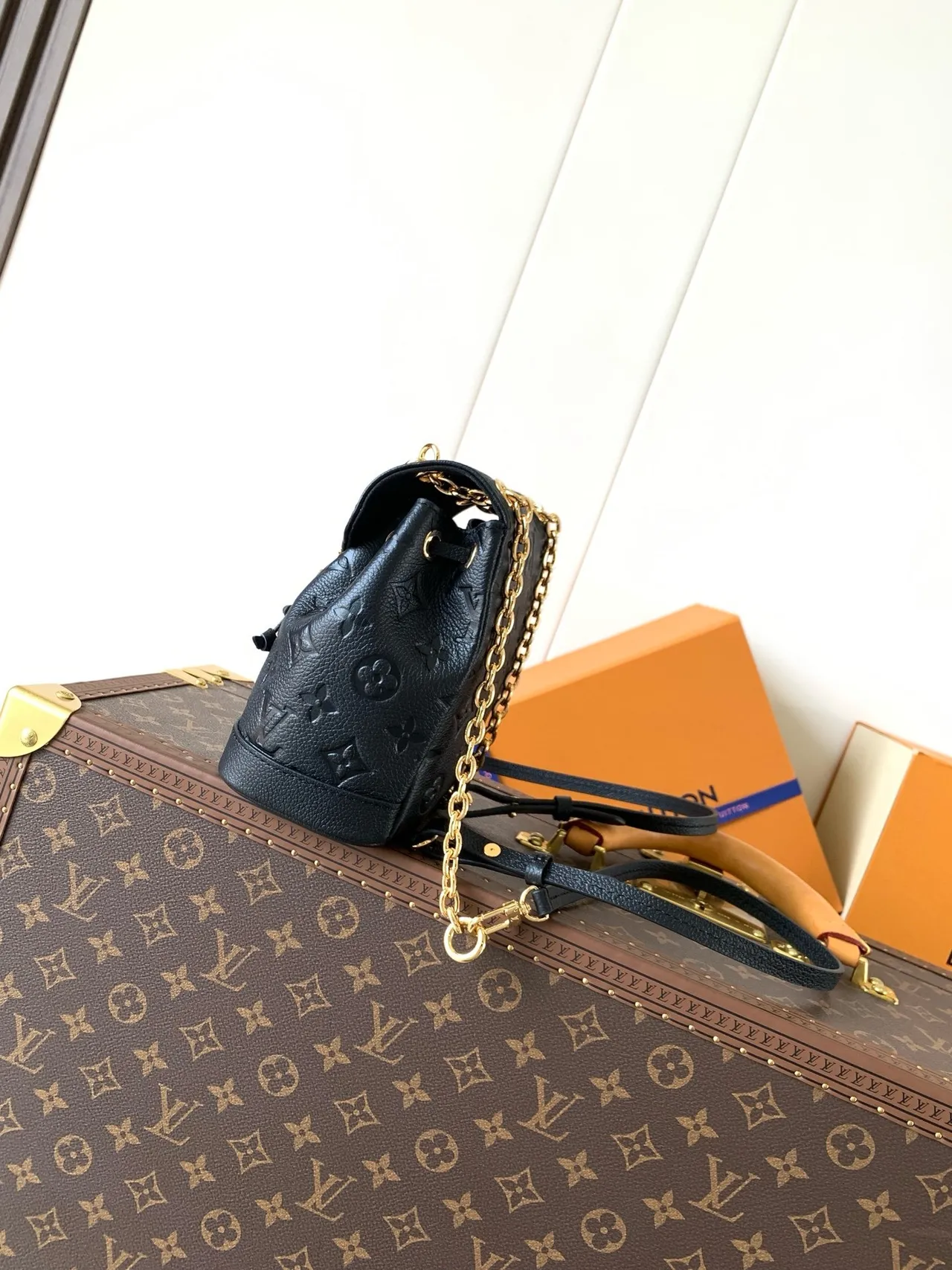 Louis Vuitton Petit Sac Plat Black Monogram Empreinte Chain Crossbody Bag 7