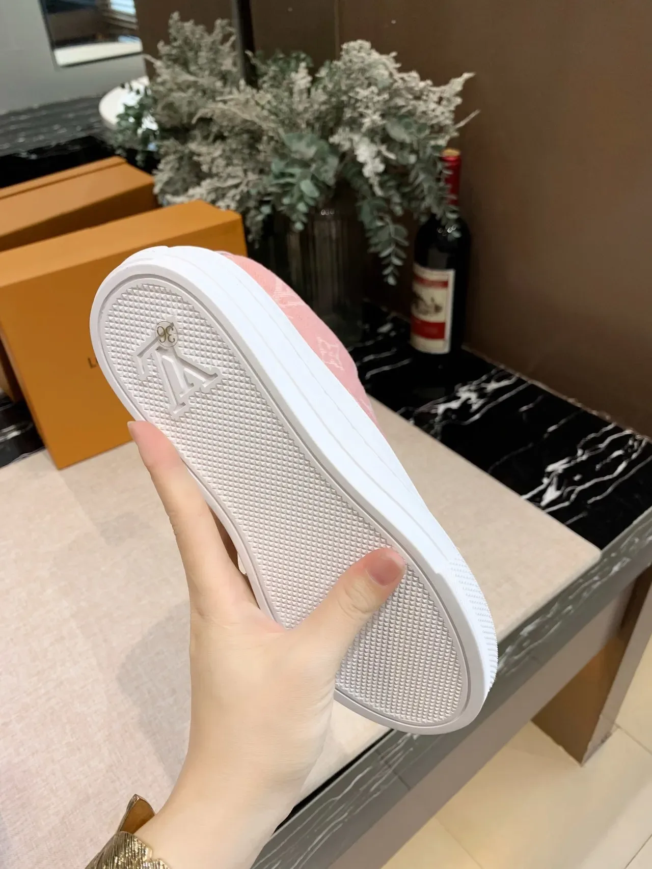 Louis Vuitton Pink White Monogram Canvas Platform Sole Lifestyle Sneakers 5