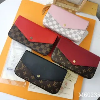Louis Vuitton Pochette Accessoires Brown Red Envelope-Flap Monogram Print Long Wallet