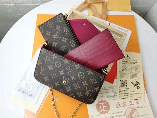 Louis Vuitton Pochette Accessoires Brown Red Envelope-Flap Monogram Print Long Wallet 20