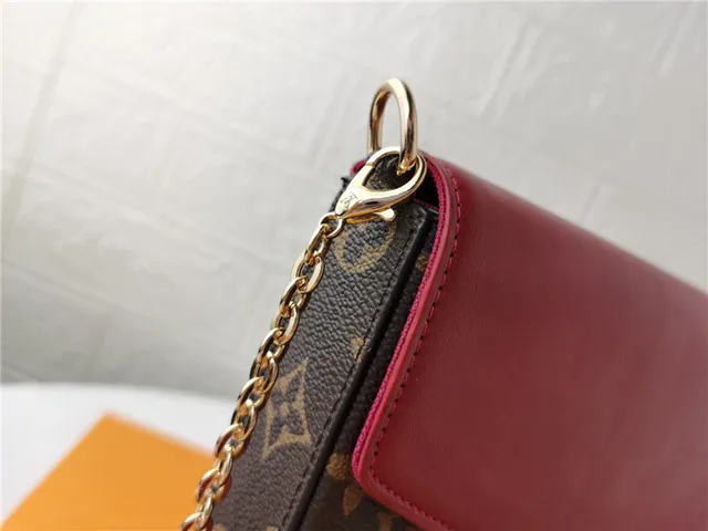 Louis Vuitton Pochette Accessoires Brown Red Envelope-Flap Monogram Print Long Wallet 21