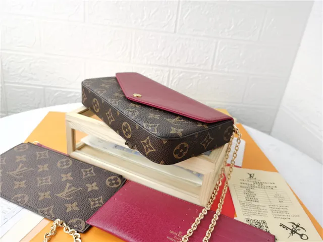 Louis Vuitton Pochette Accessoires Brown Red Envelope-Flap Monogram Print Long Wallet 22