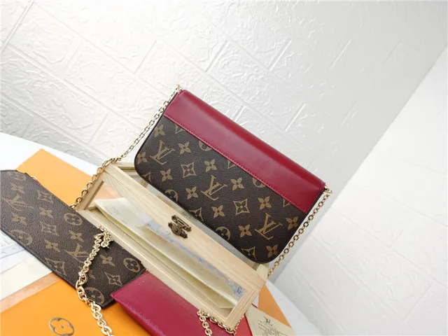 Louis Vuitton Pochette Accessoires Brown Red Envelope-Flap Monogram Print Long Wallet 23