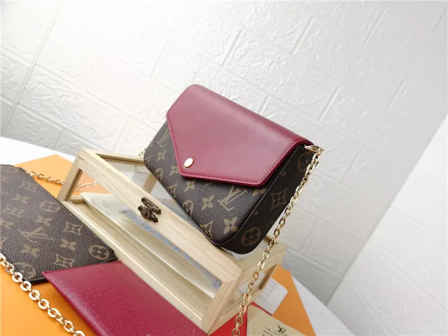 Louis Vuitton Pochette Accessoires Brown Red Envelope-Flap Monogram Print Long Wallet 24
