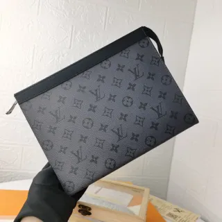 Louis Vuitton Pochette Accessoires Charcoal Gray Monogram Eclipse Envelope Clutch