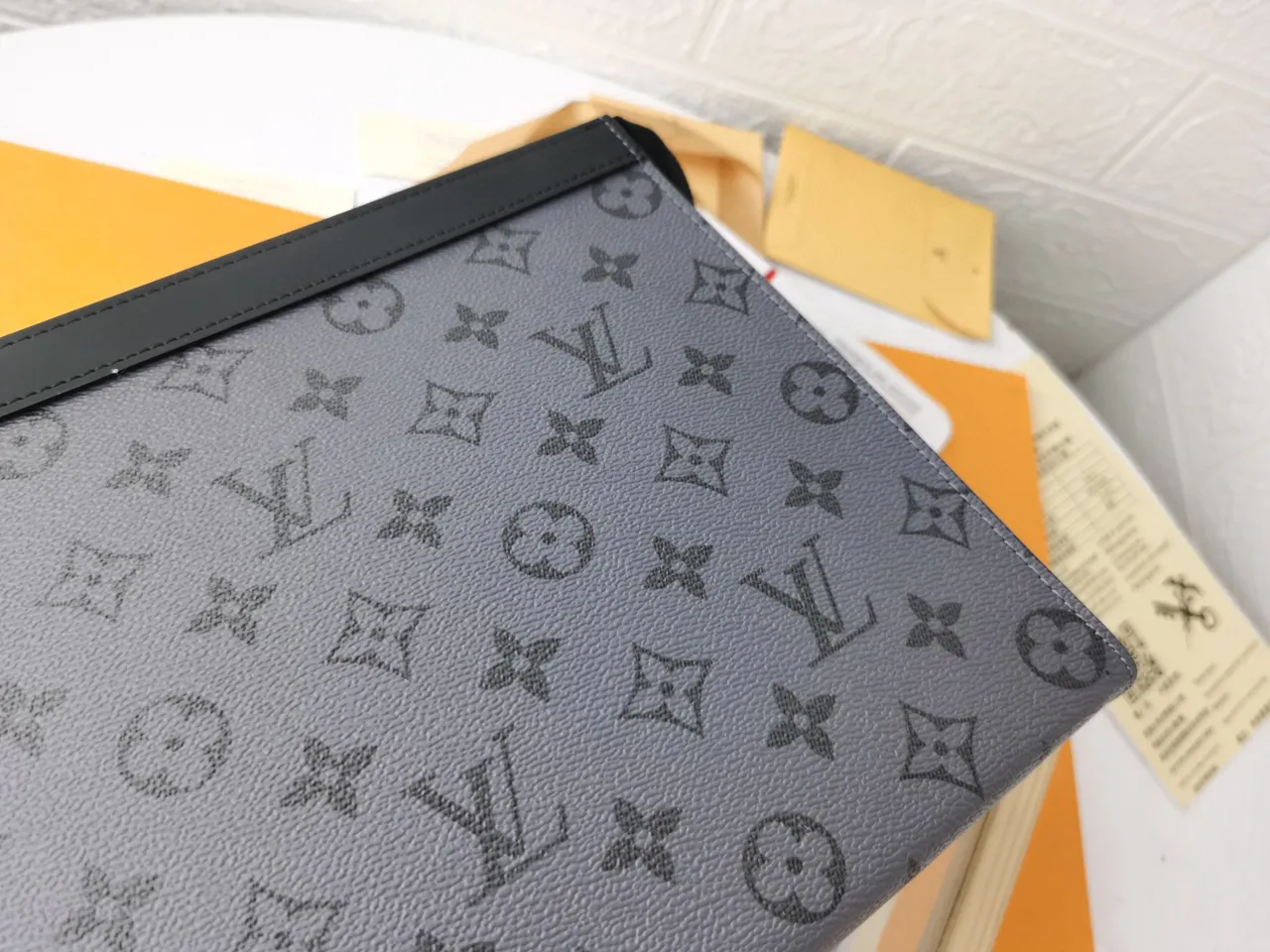 Louis Vuitton Pochette Accessoires Charcoal Gray Monogram Eclipse Envelope Clutch 4