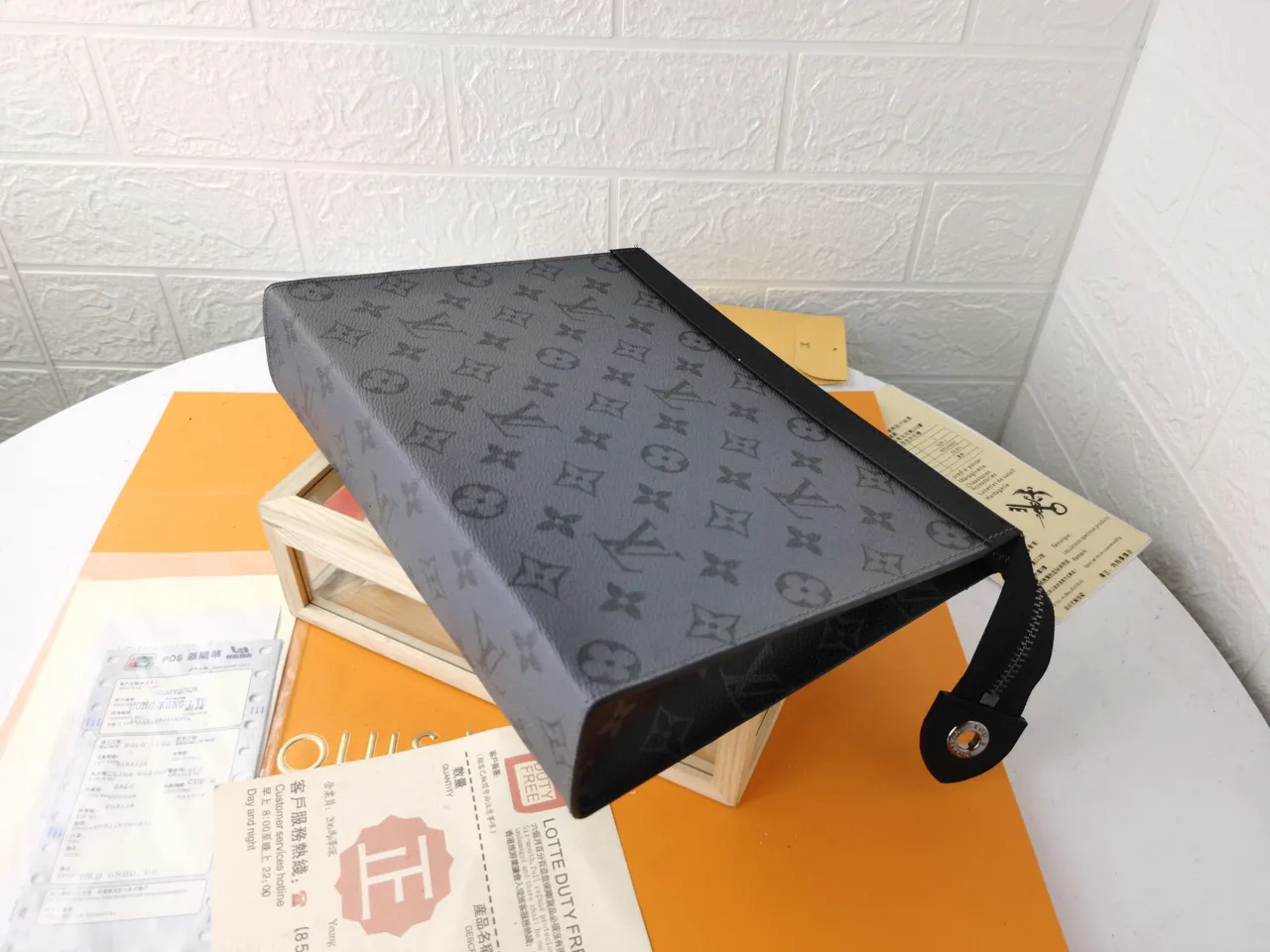 Louis Vuitton Pochette Accessoires Charcoal Gray Monogram Eclipse Envelope Clutch 7