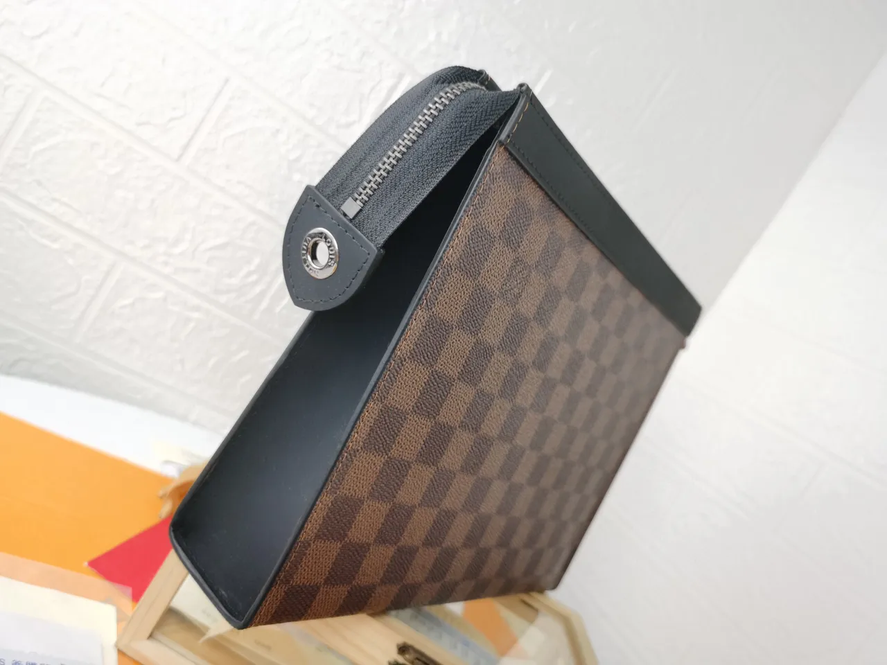 Louis Vuitton Pochette Accessoires Charcoal Gray Monogram Eclipse Envelope Clutch 14