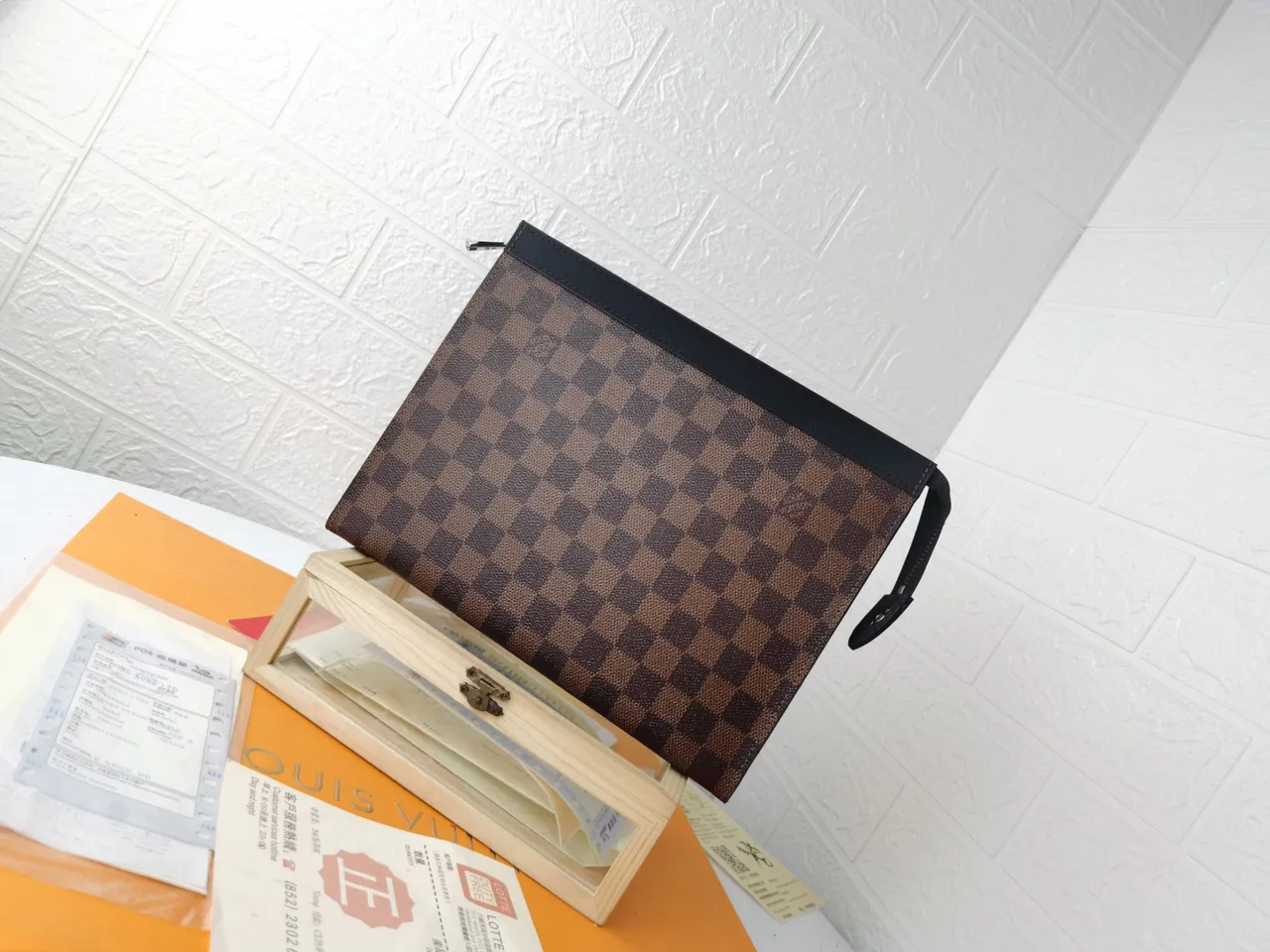 Louis Vuitton Pochette Accessoires Charcoal Gray Monogram Eclipse Envelope Clutch 18