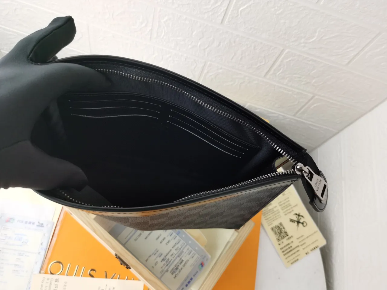 Louis Vuitton Pochette Accessoires Charcoal Gray Monogram Eclipse Envelope Clutch 19