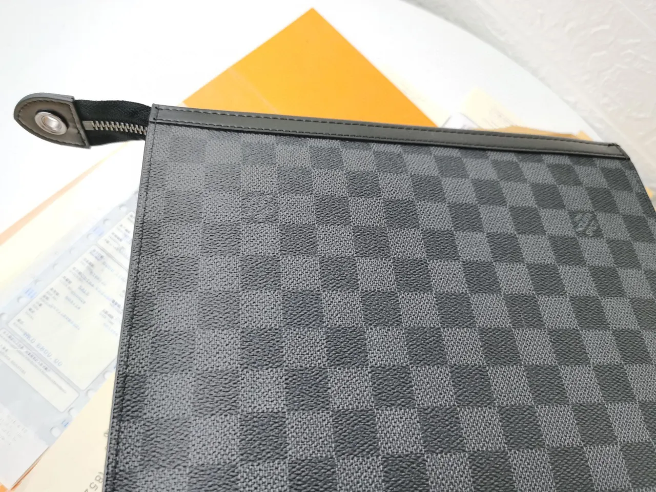 Louis Vuitton Pochette Accessoires Charcoal Gray Monogram Eclipse Envelope Clutch 21