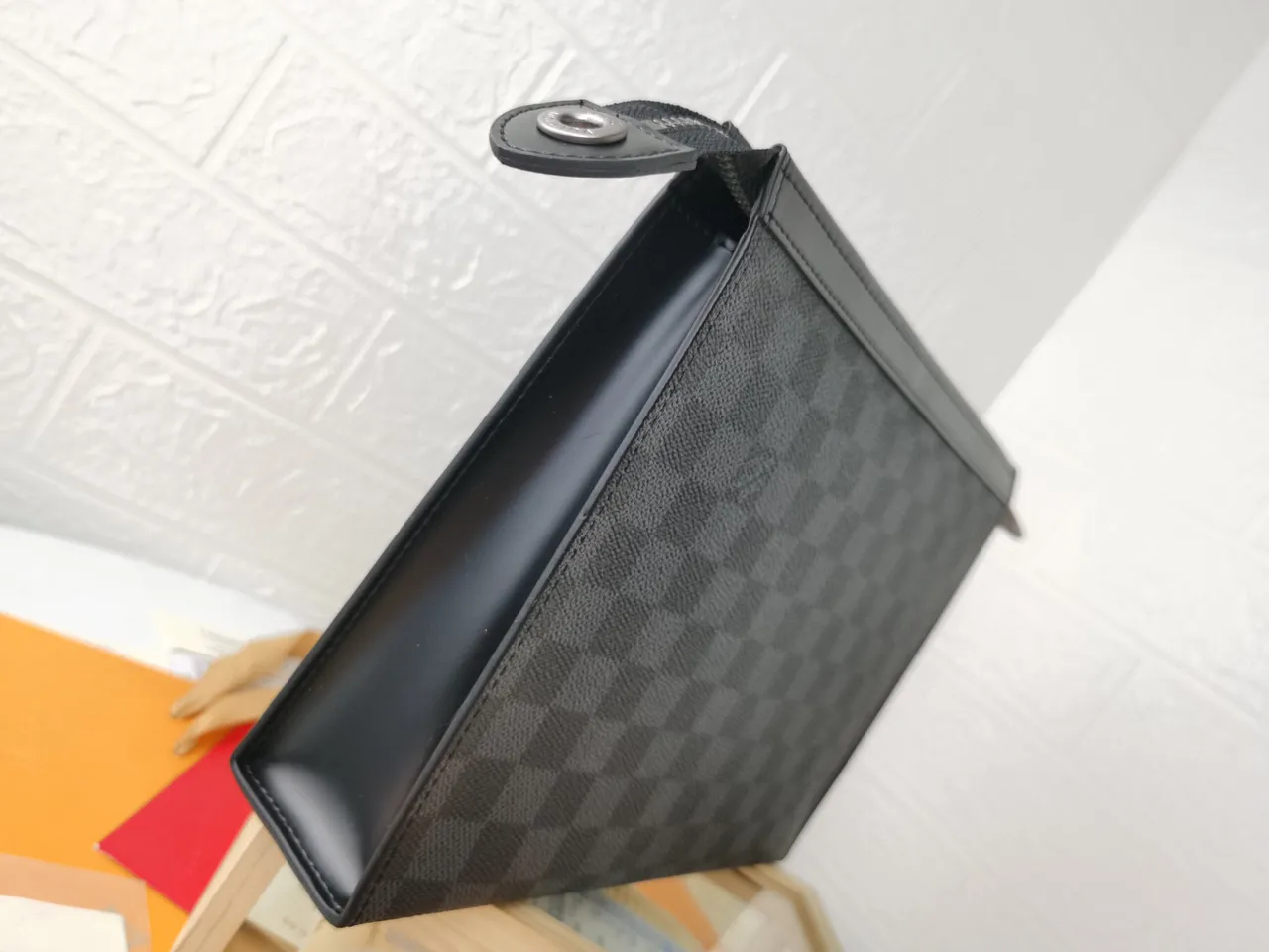 Louis Vuitton Pochette Accessoires Charcoal Gray Monogram Eclipse Envelope Clutch 23