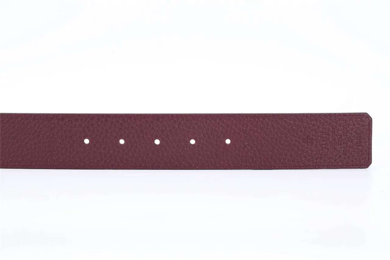 Louis Vuitton 可逆皮带 酒红色 黑色 纹理粒面皮革 皮带 4