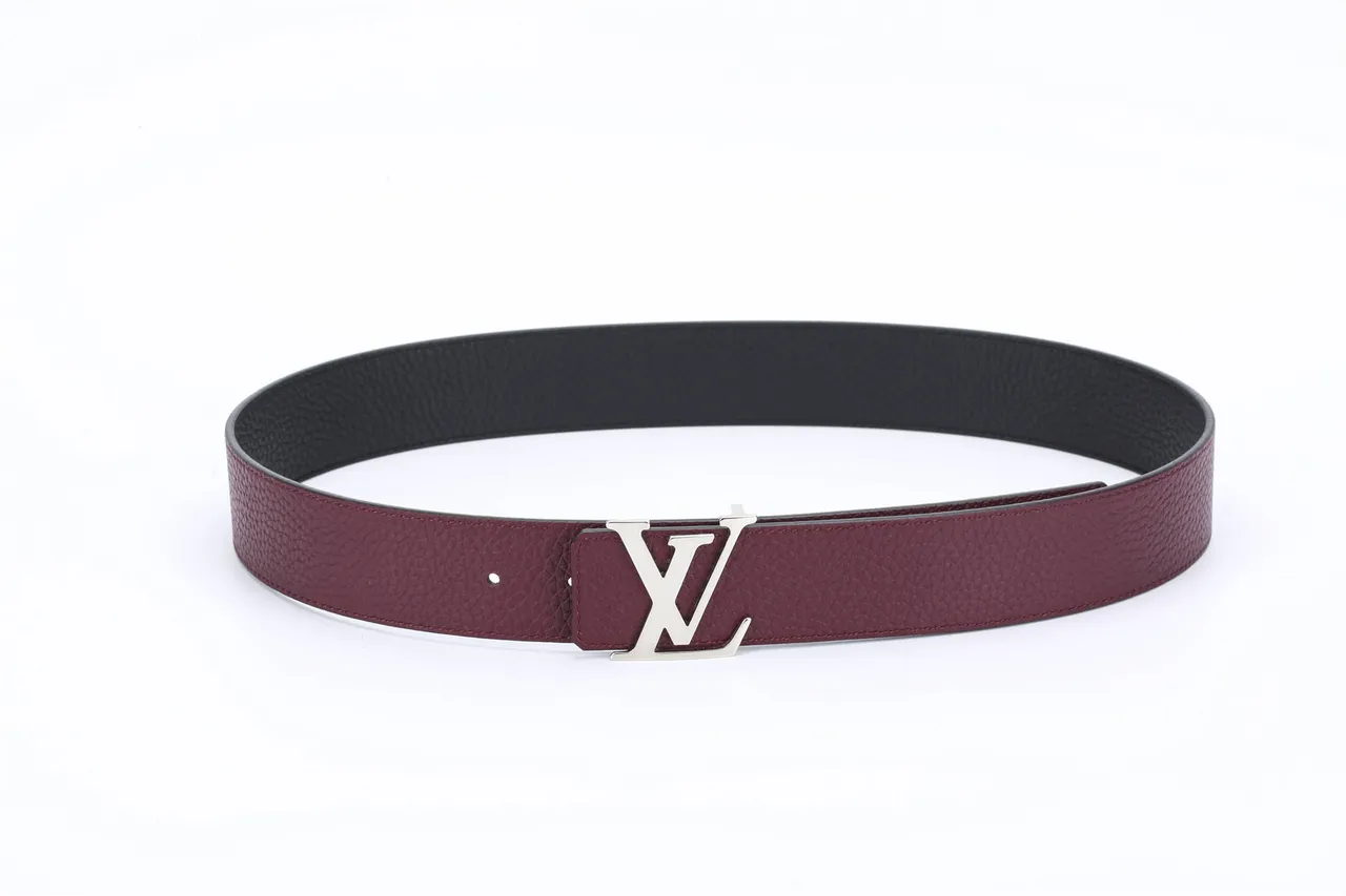 Louis Vuitton 可逆皮带 酒红色 黑色 纹理粒面皮革 皮带 8