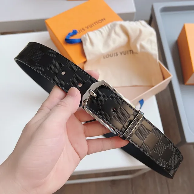 Louis Vuitton Reversible Damier Graphite Belt Black Silver Canvas Leather Belt 2
