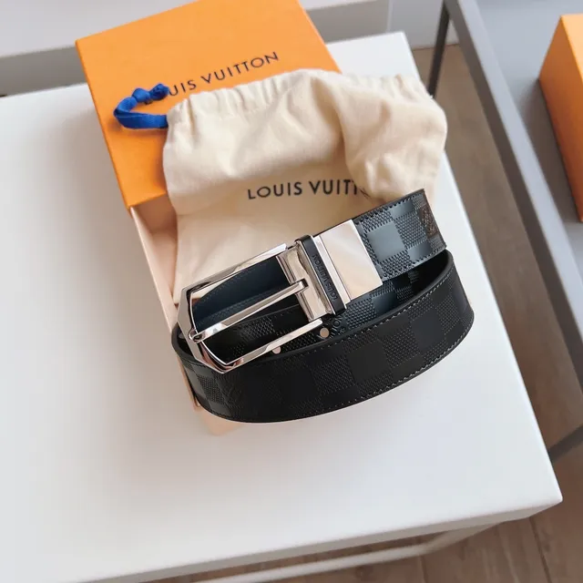 Louis Vuitton Reversible Damier Graphite Belt Black Silver Canvas Leather Belt 4
