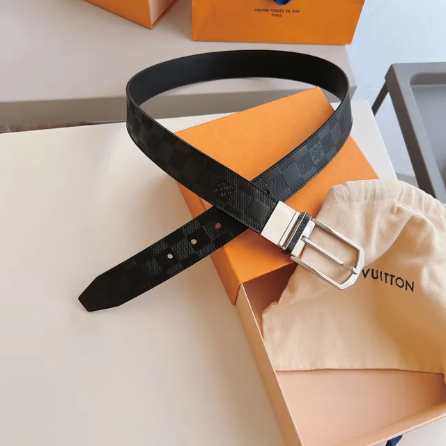 Louis Vuitton Reversible Damier Graphite Belt Black Silver Canvas Leather Belt 7