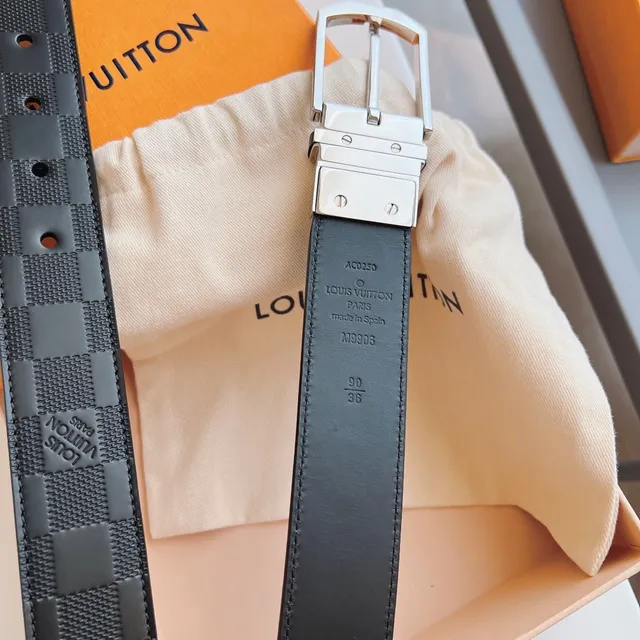 Louis Vuitton Reversible Damier Graphite Belt Black Silver Canvas Leather Belt 8