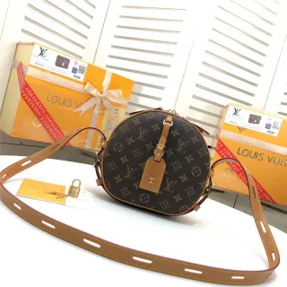 Louis Vuitton Round Monogram Canvas Tan Leather Crossbody Bag