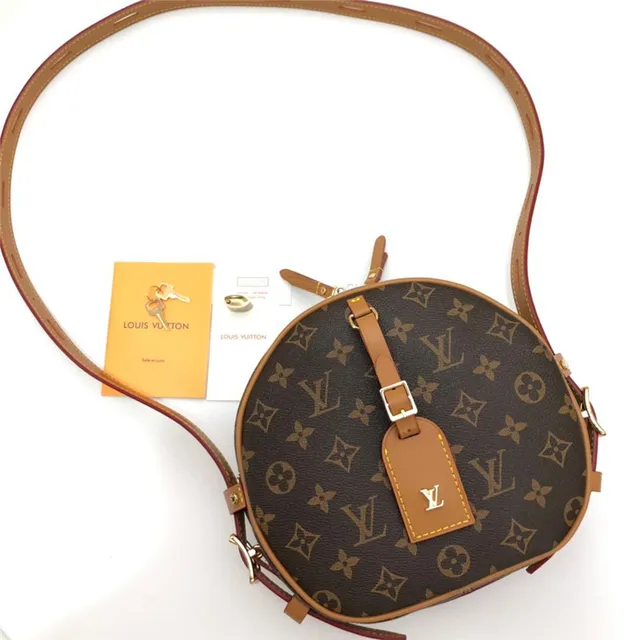 Louis Vuitton Round Monogram Canvas Tan Leather Crossbody Bag 6