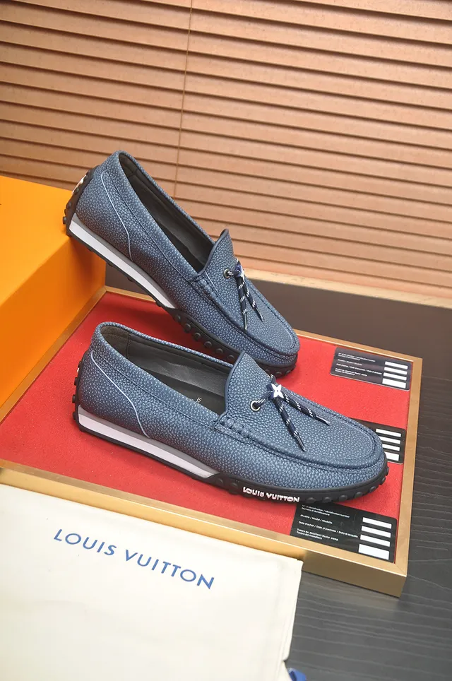 Louis Vuitton Run Away Blue Gray Textured Loafers 4