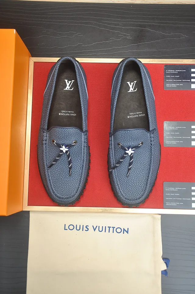 Louis Vuitton Run Away Blue Gray Textured Loafers 5
