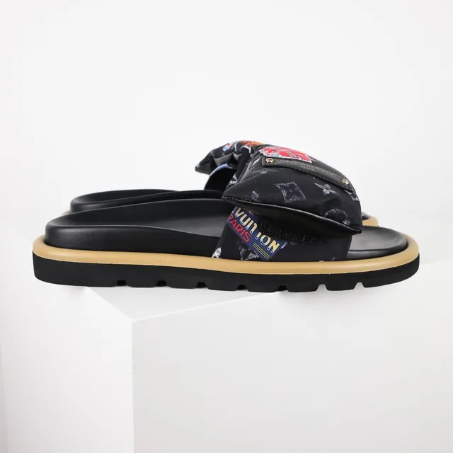 Louis Vuitton Run Away Multicolor Logo Print Slippers 3