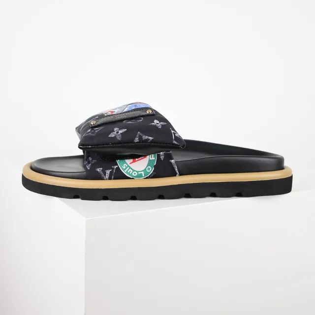 Louis Vuitton Run Away Multicolor Logo Print Slippers 9