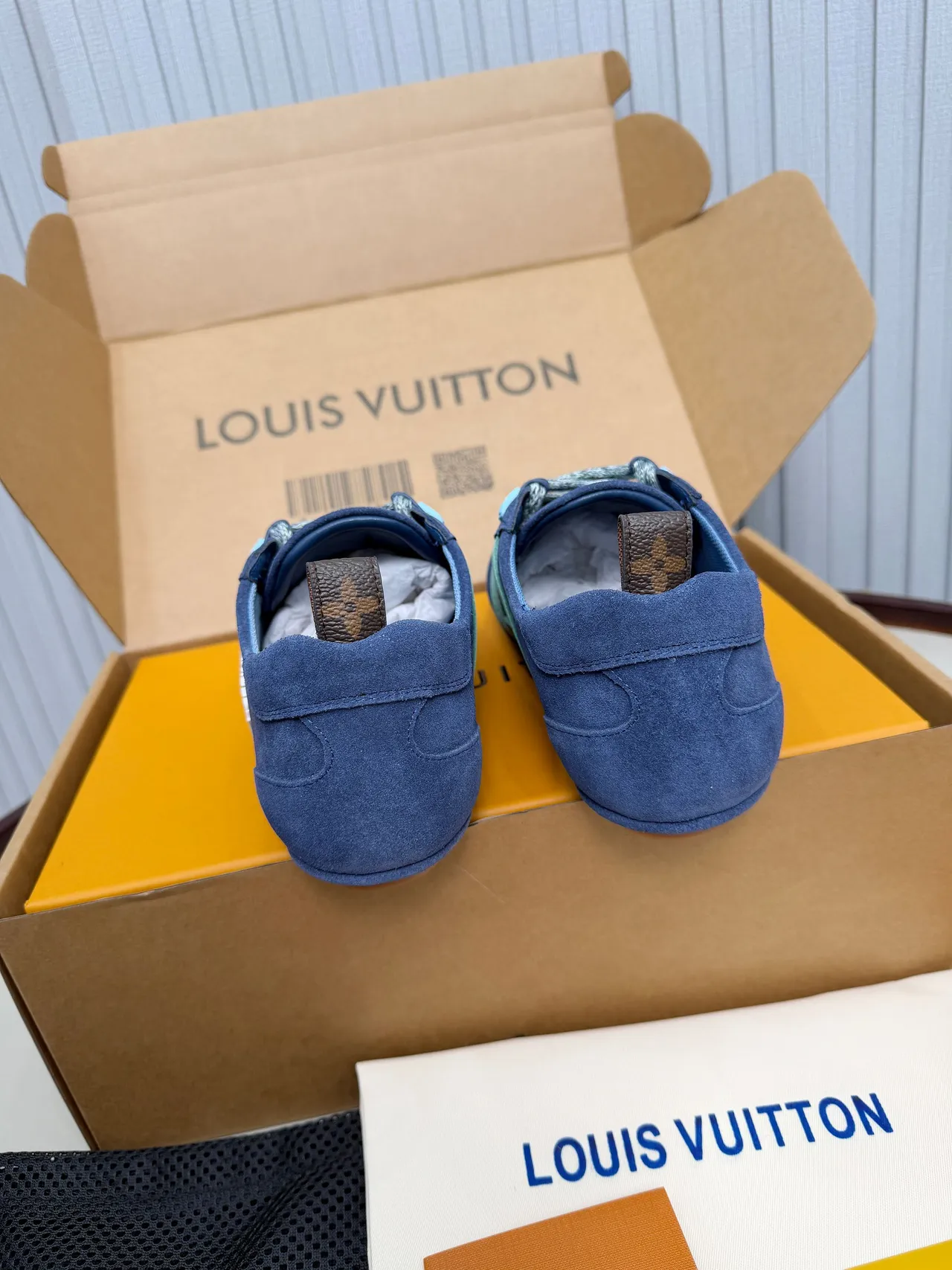 Louis Vuitton Run Away Navy and Mint Green Suede Lifestyle Sneakers 4